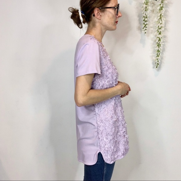 BADGLEY MISCHKA tunic top 3D floral appliqués lavender 2009 - Picture 4 of 9